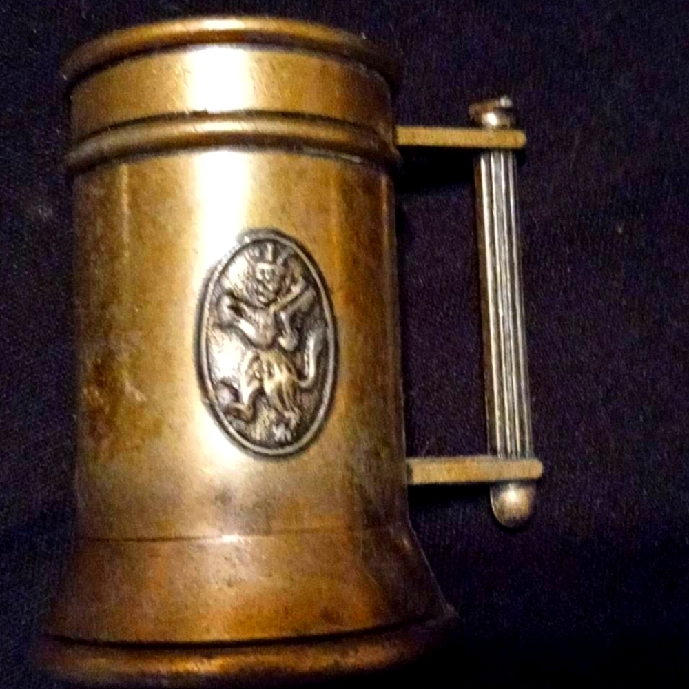 Set of 2 small brass beer steins